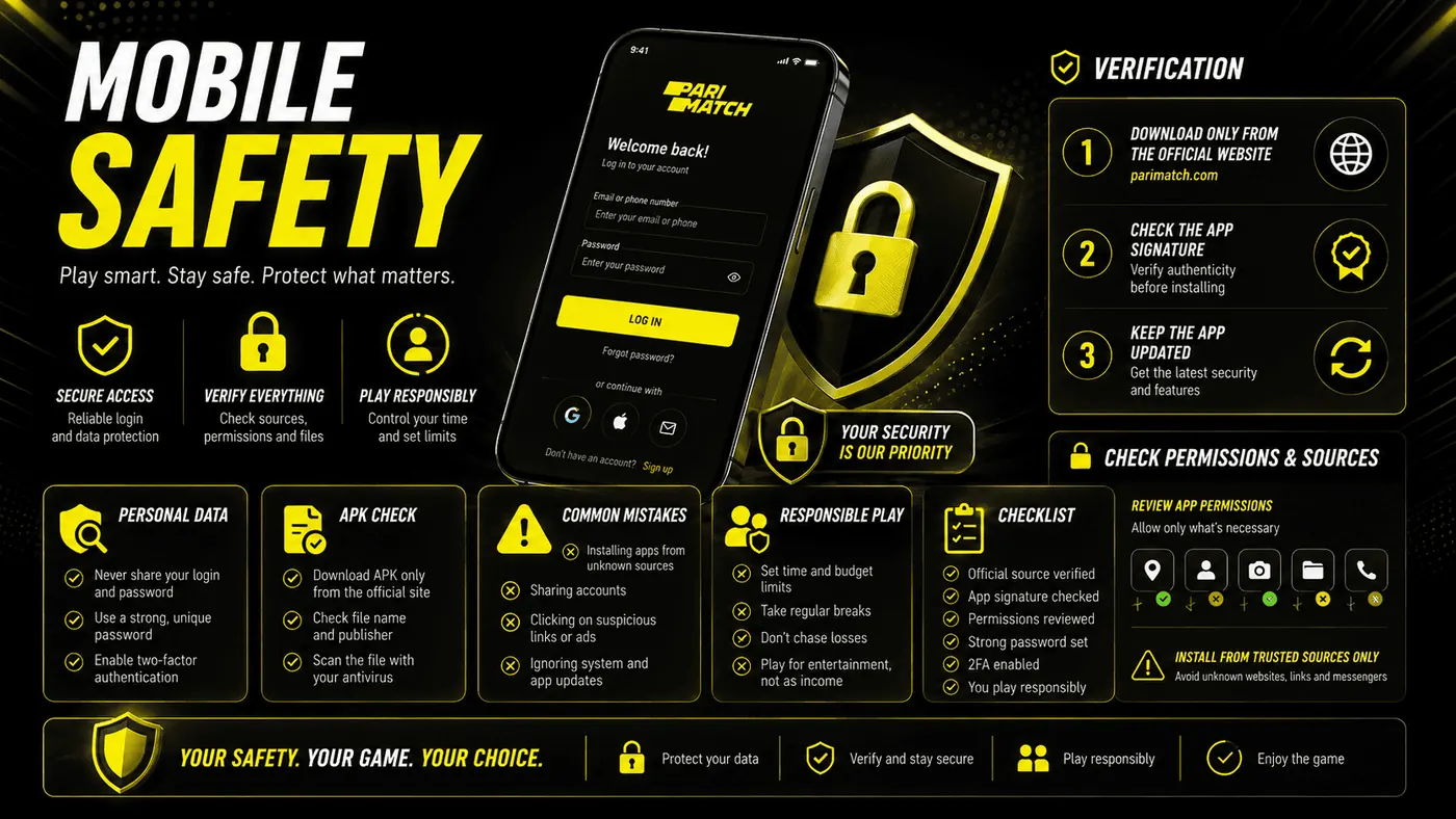 Mobile safety and account protection in the Parimatch app