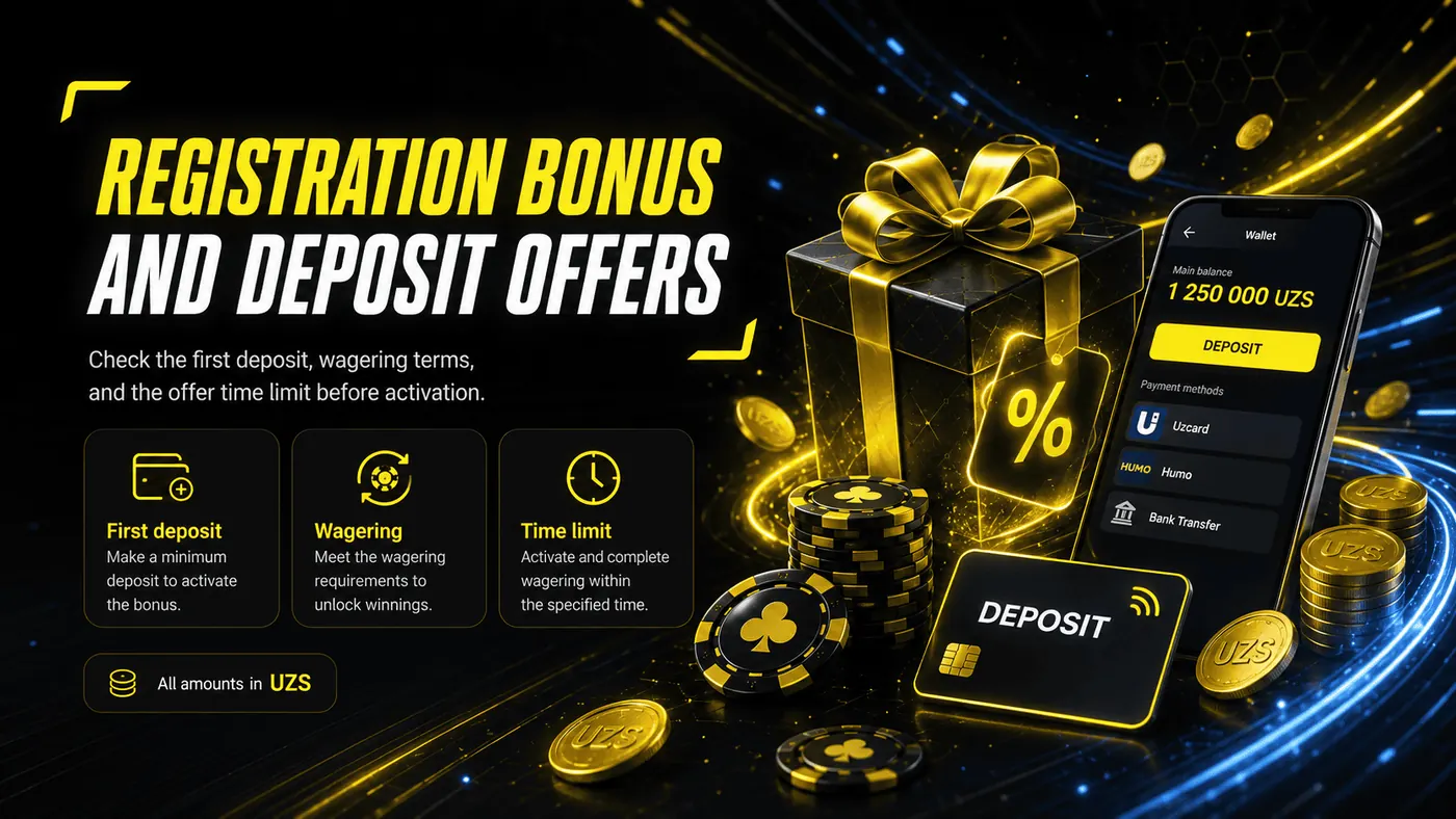 Registration bonus and deposit offers Parimatch Uzbekistan