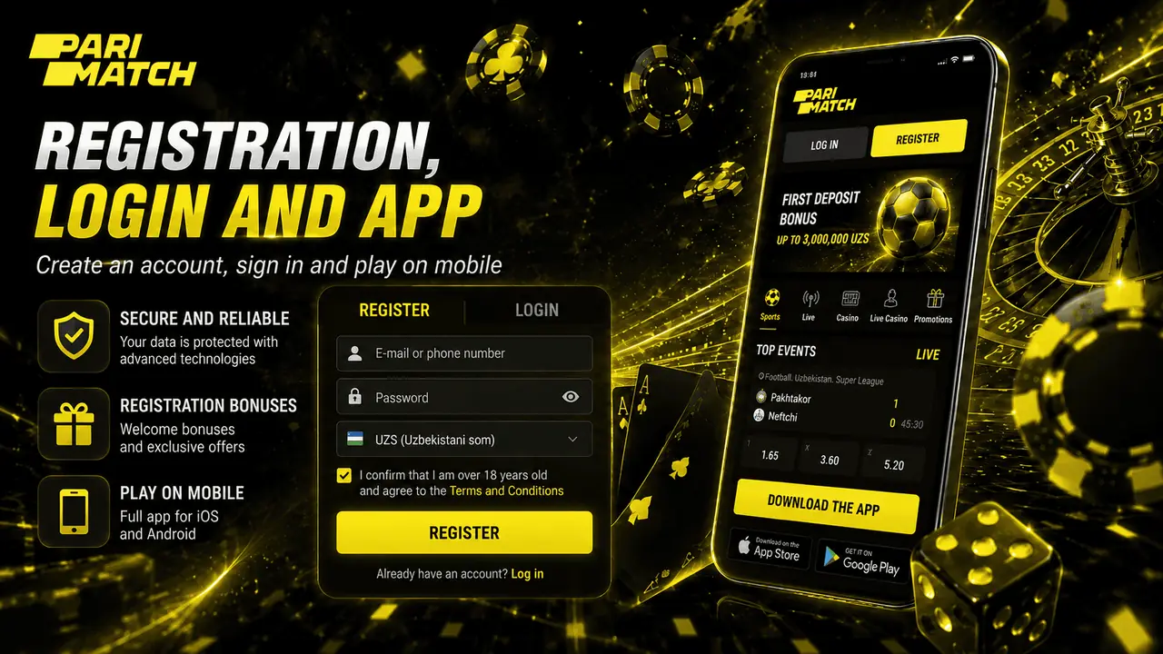 Registration, login and app Parimatch Uzbekistan