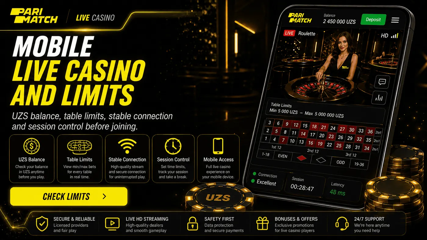 Mobile live casino and limits Parimatch Uzbekistan