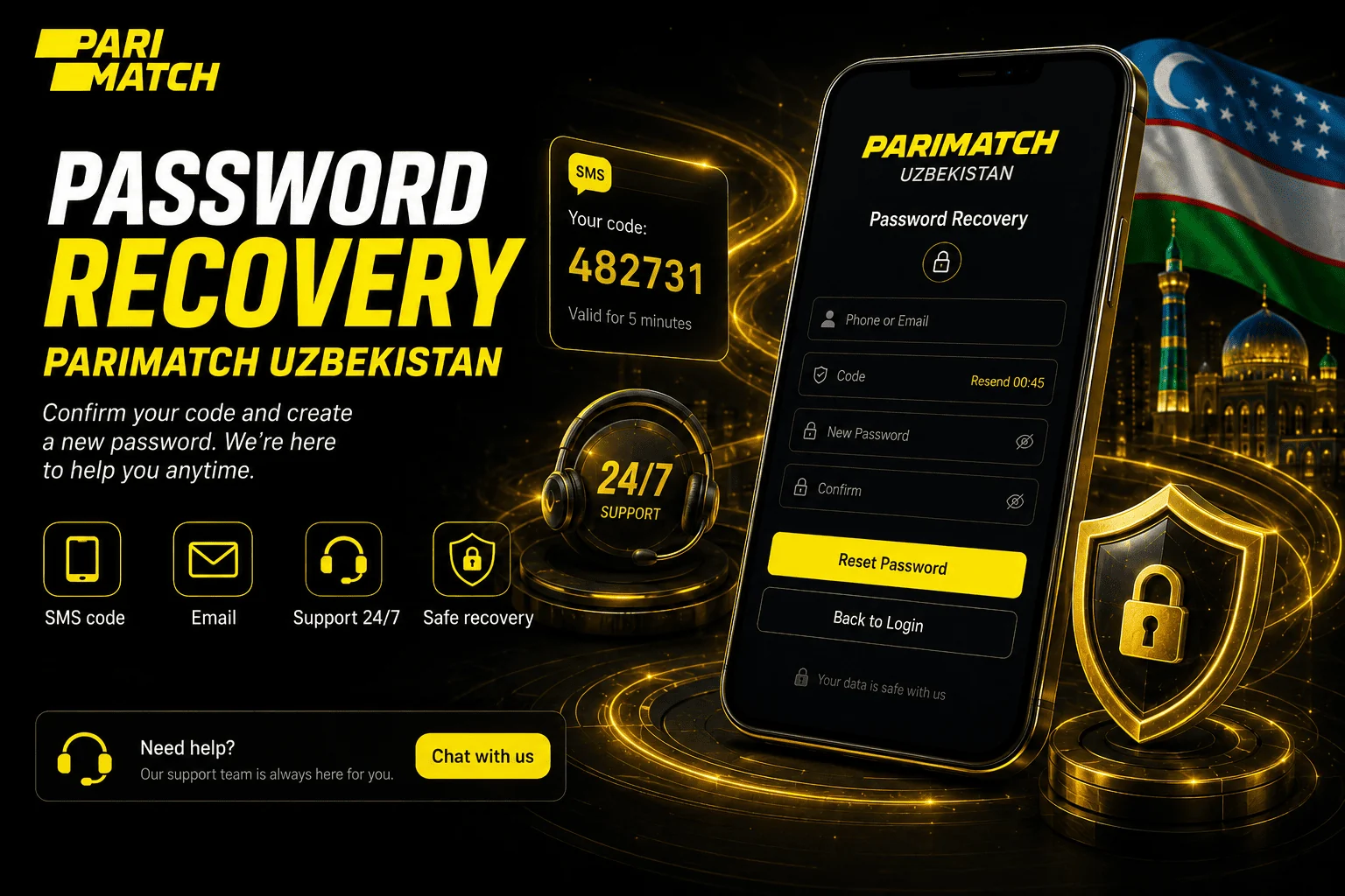 Password recovery Parimatch Uzbekistan