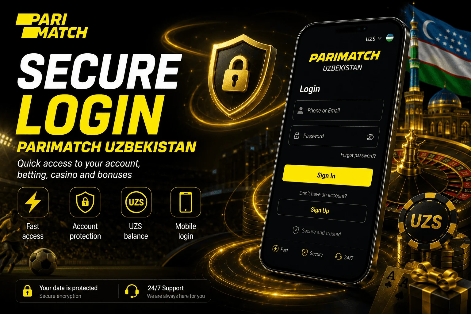 Secure login Parimatch Uzbekistan