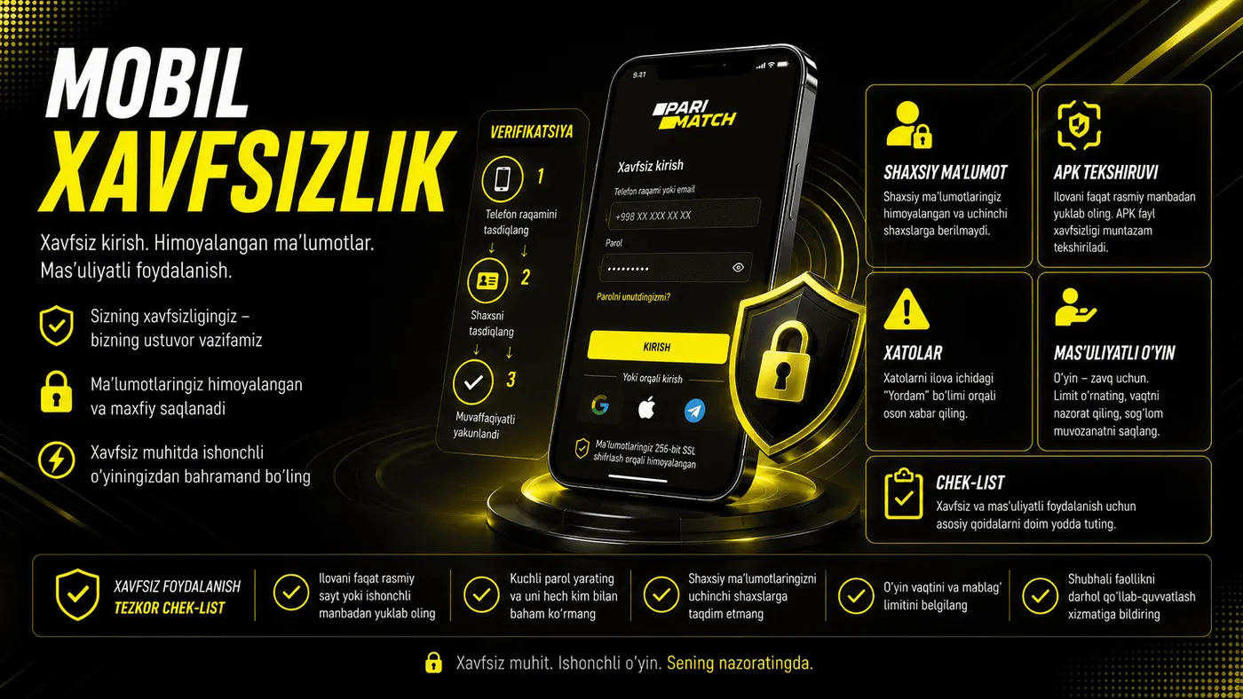 Parimatch mobil xavfsizlik va shaxsiy ma’lumotlar himoyasi