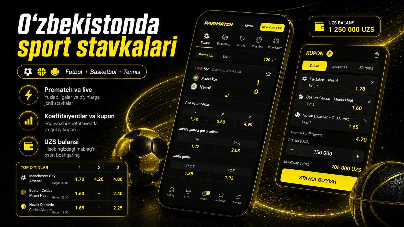 Oʻzbekistonda sport stavkalari, UZS balansi va kupon nazorati Parimatch
