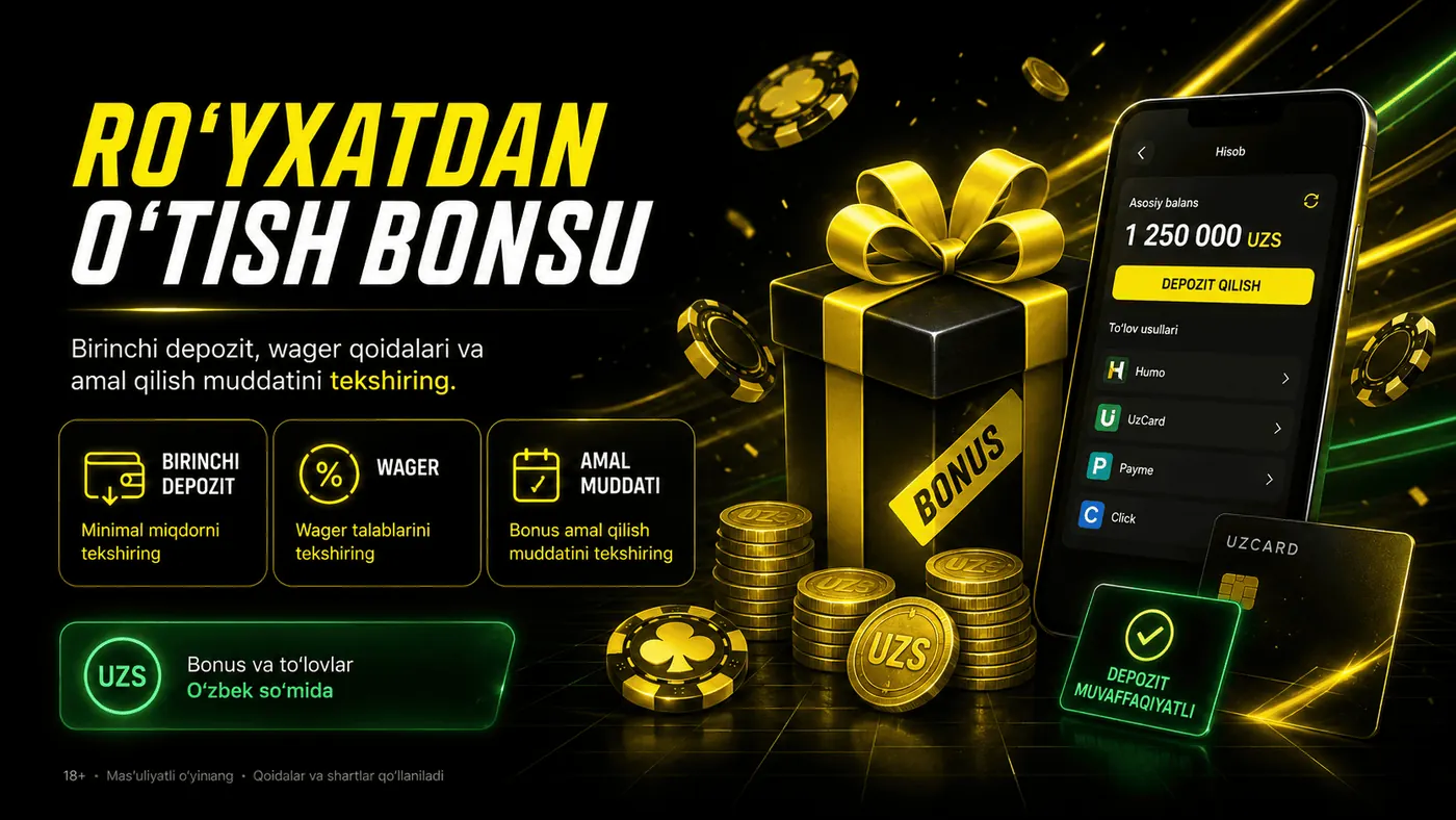 Ro‘yxatdan o‘tish bonusi va depozit takliflari Parimatch Uzbekistan