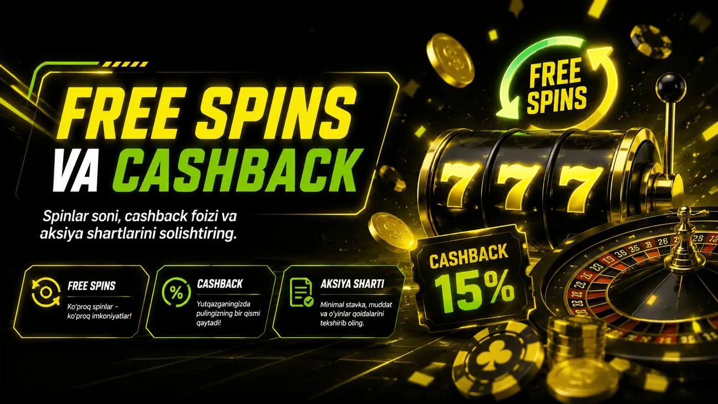 Free spins va cashback aksiyalari Parimatch Uzbekistan
