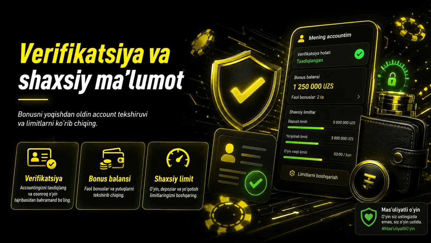 Verifikatsiya va bonus nazorati Parimatch Uzbekistan