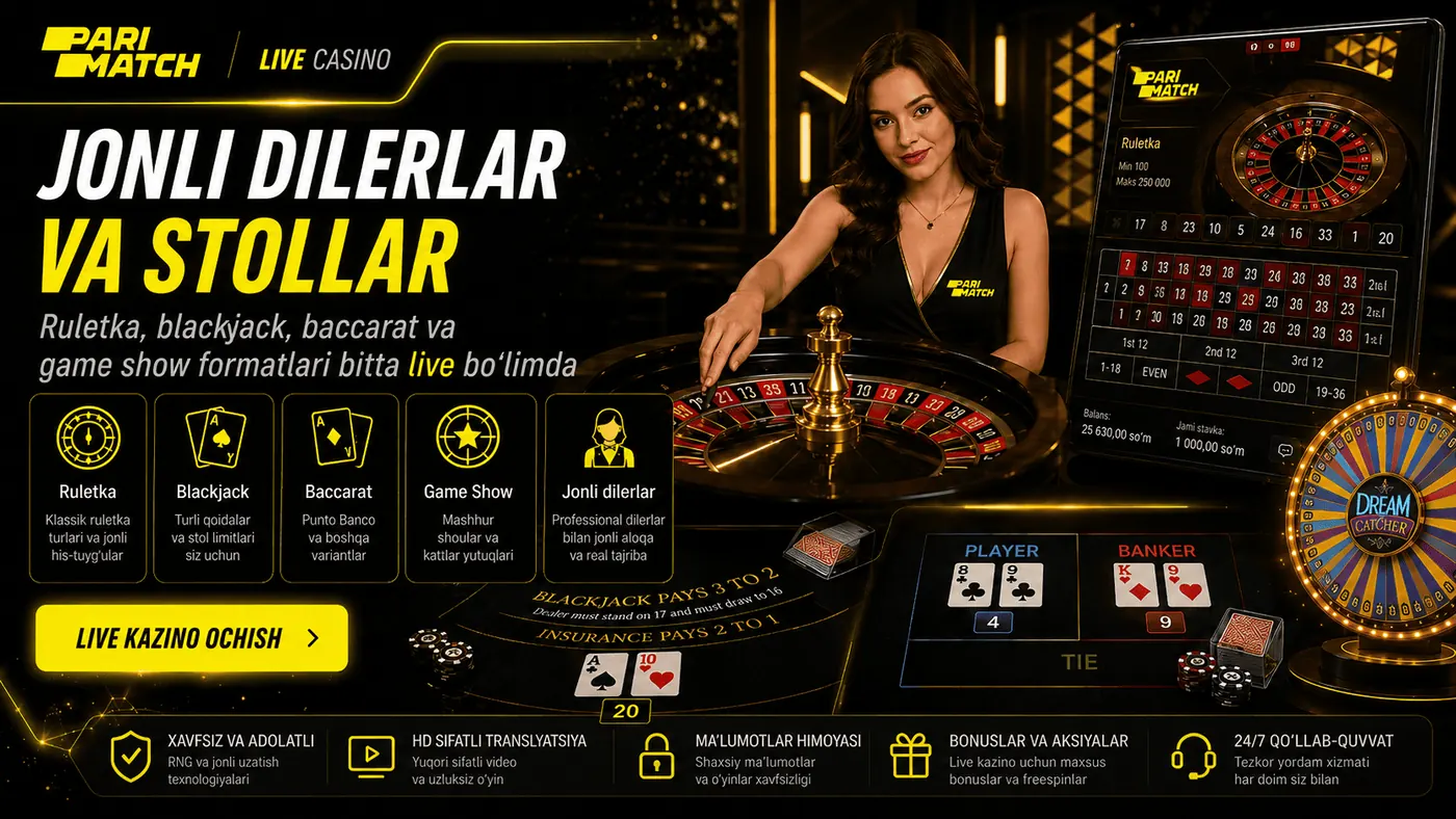Jonli dilerlar va stollar Parimatch Uzbekistan