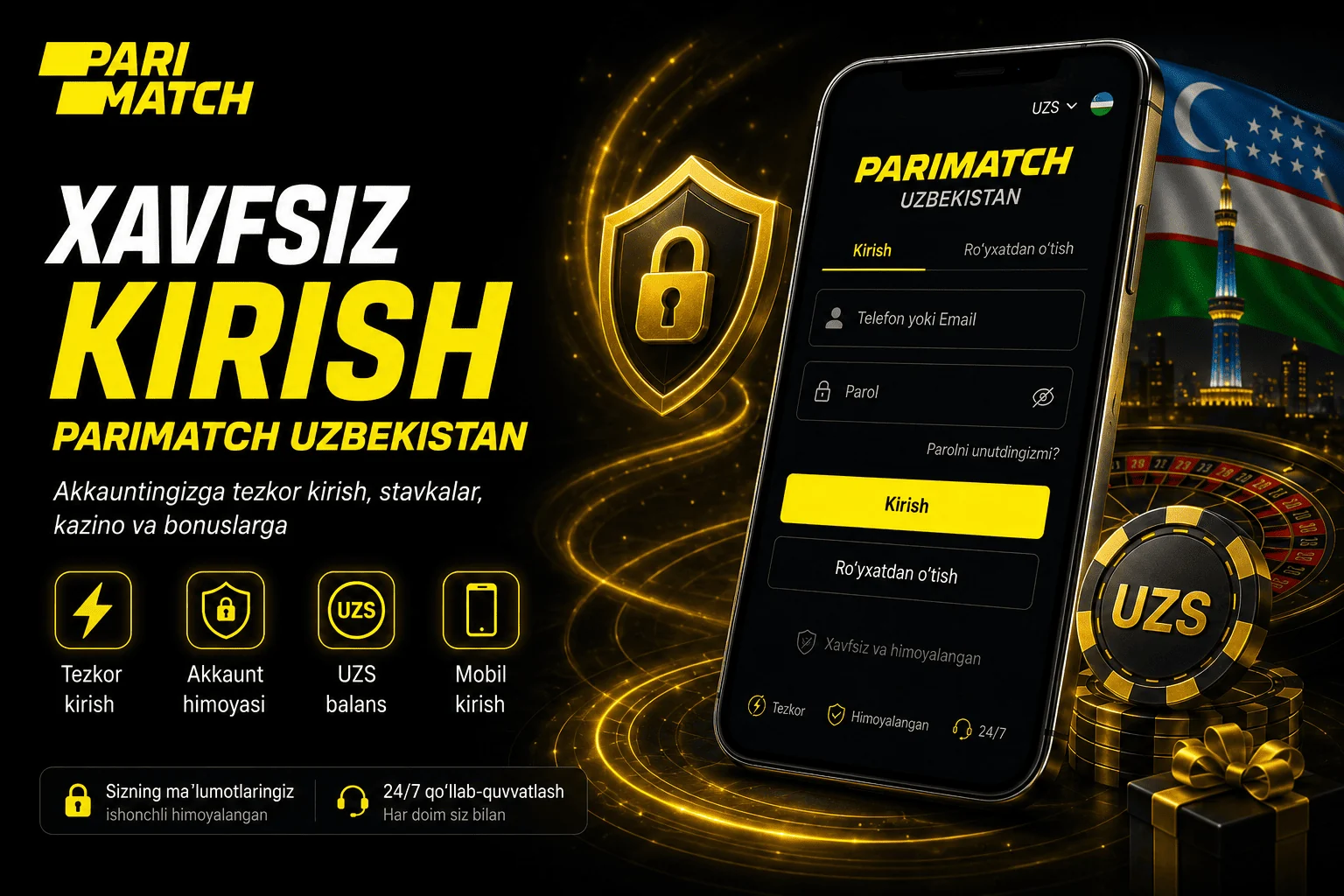 Xavfsiz kirish Parimatch Uzbekistan