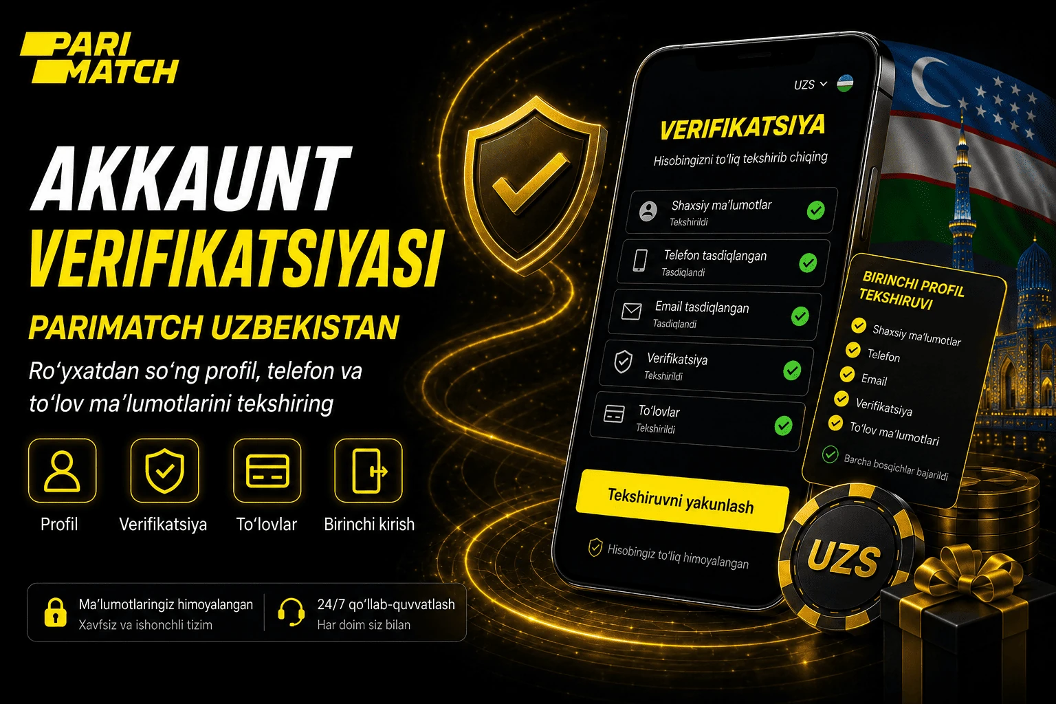 Parimatch Uzbekistan akkaunt verifikatsiyasi