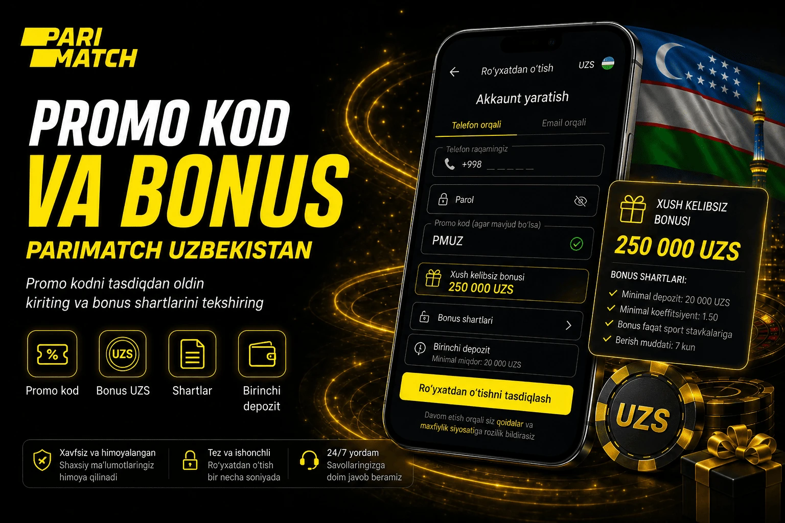 Parimatch Uzbekistan promo kod va bonus